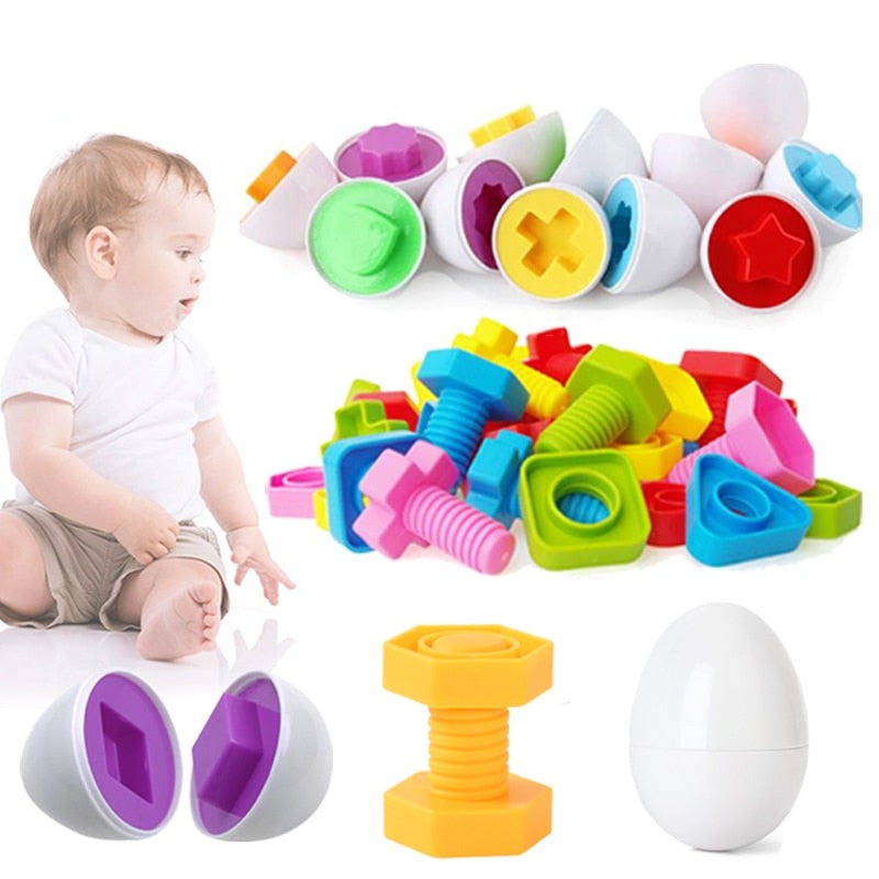 Brinquedos Montessori - ovos e parafusos - Canto da Criança